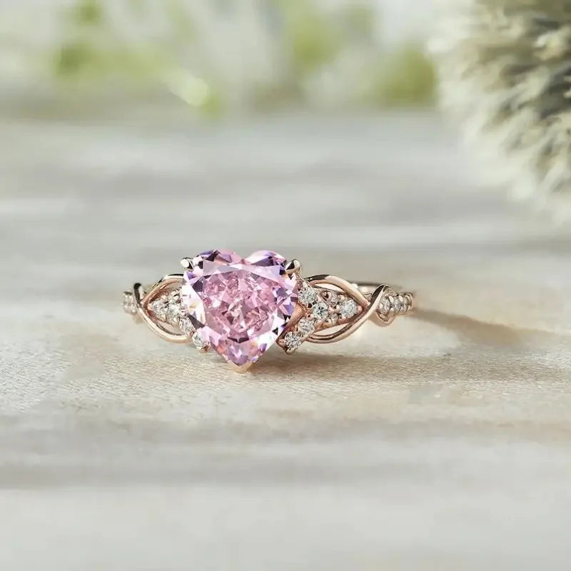pink stone golden ring