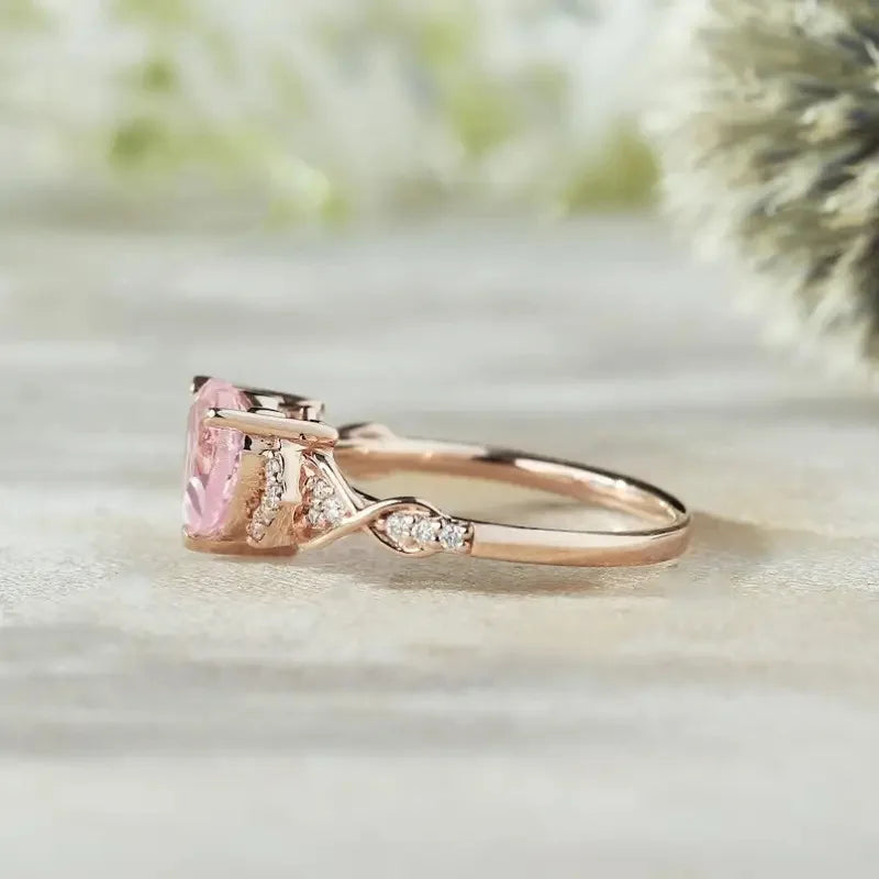 pink stone golden ring