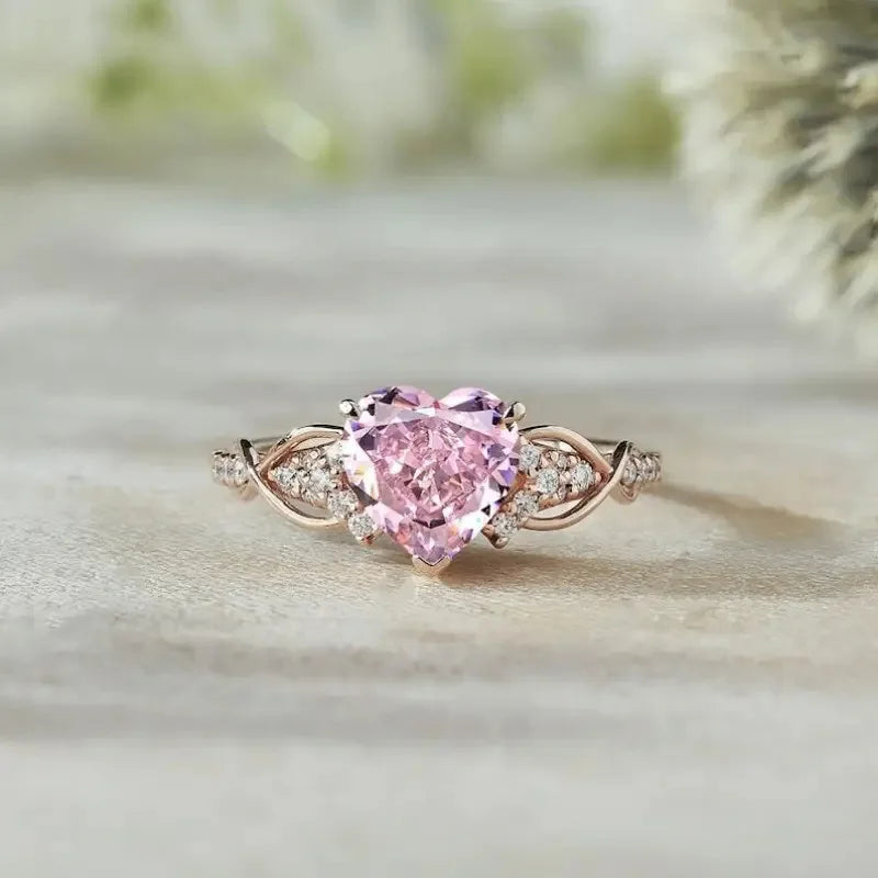 pink stone golden ring