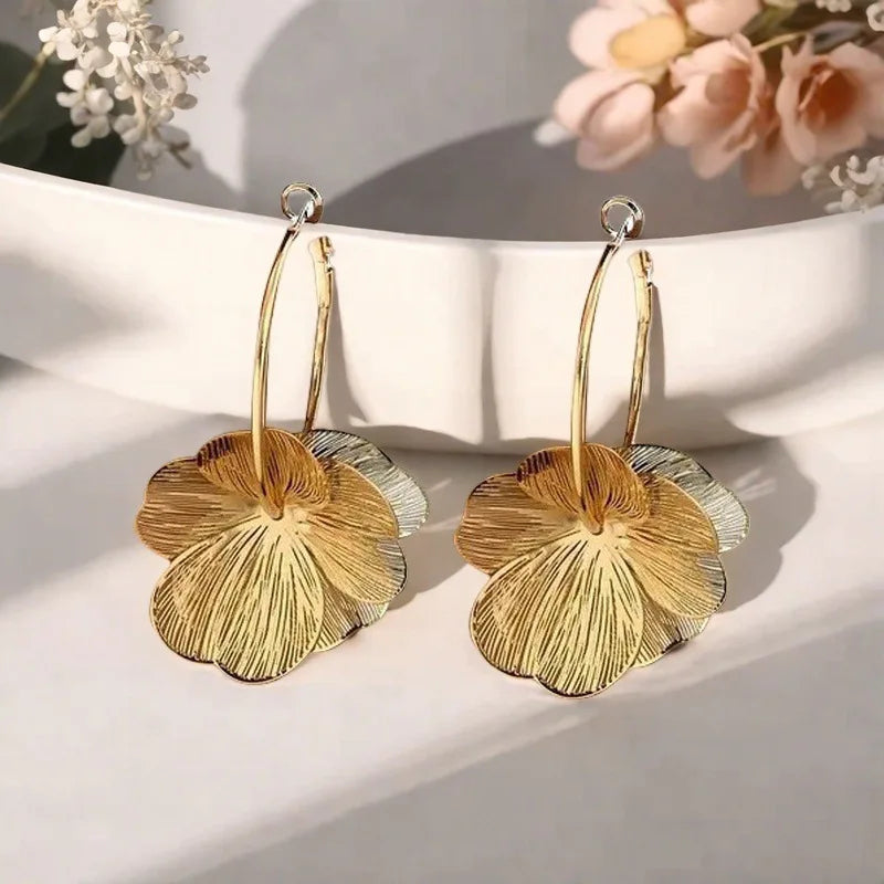 golden flower earrings
